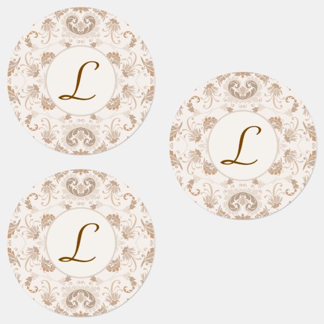 Paisley in Beige Aesthetic Modern Tan Brown Init. Labels (Group)