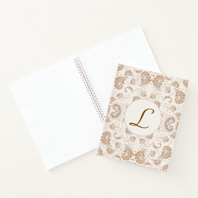 Paisley in Beige Aesthetic Modern Tan Brown Init. Notebook (Inside)