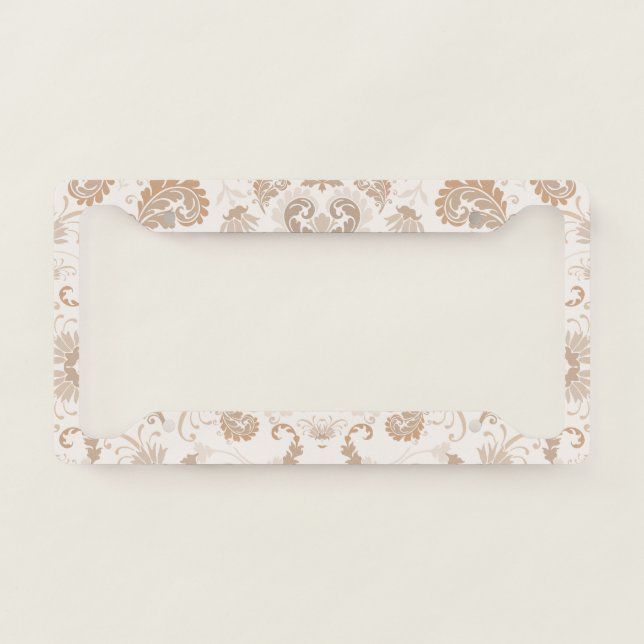 Paisley in Beige Aesthetic Modern Tan Brown License Plate Frame (Front)