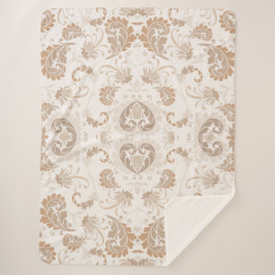 Paisley in Beige Aesthetic Modern Tan Brown Sherpa Blanket