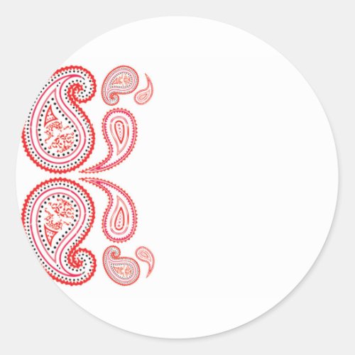 Paisley in orange and pink _ middle eastern design classic round sticker