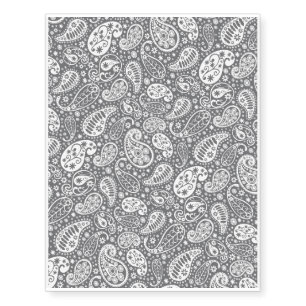Paisley in Shades of Grey Temporary Tattoos