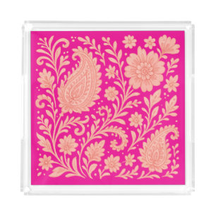 paisley india print design acrylic tray
