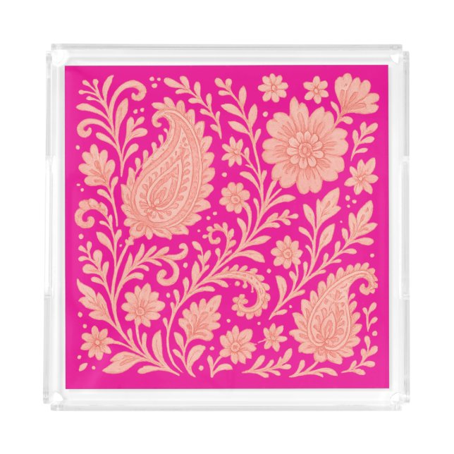 paisley india print design acrylic tray (Front)