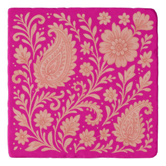 paisley india print design trivet
