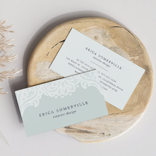 Paisley Lace Business Cards Iced Aqua