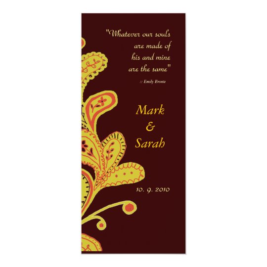 Paisley Leaves Chocolate Wedding Invitation P