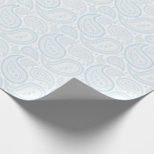 Paisley Light Blue on White Wrapping Paper
