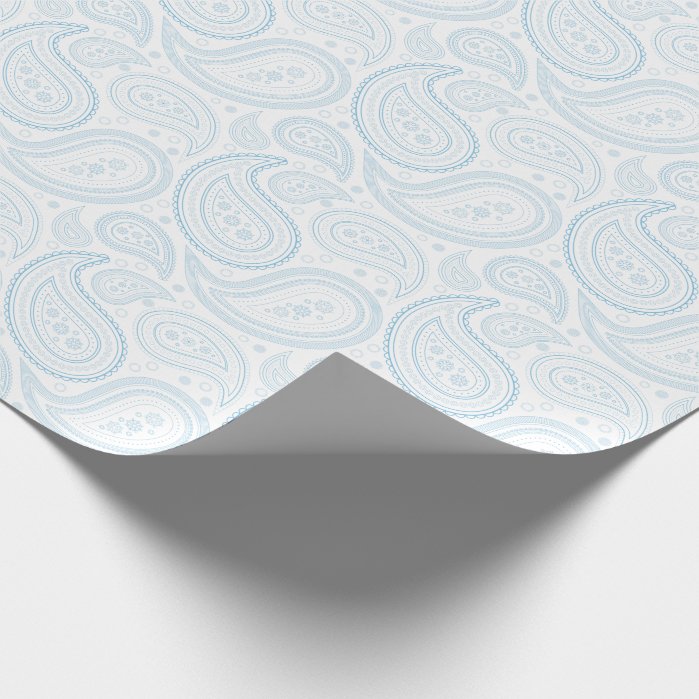 Paisley Light Blue on White Wrapping Paper