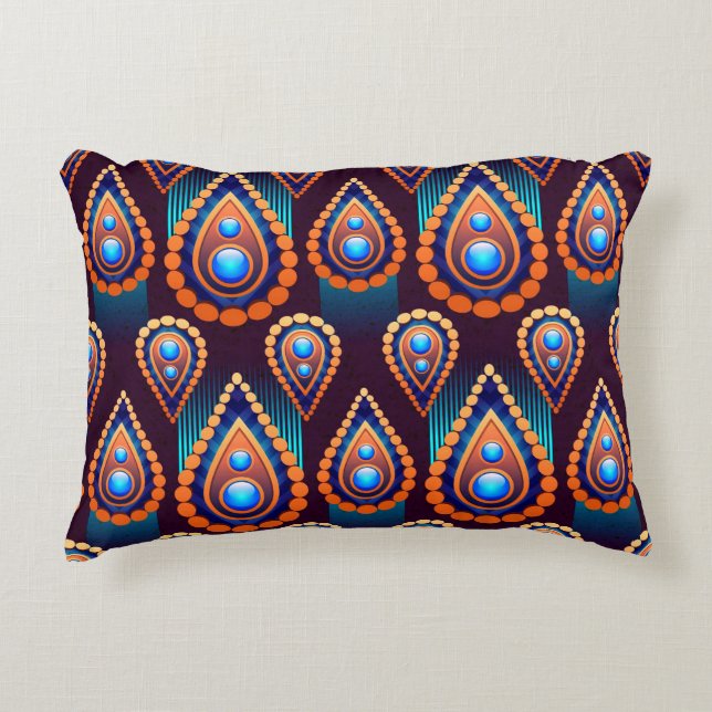 Paisley Like Colorful Jewel Pattern Accent Pillow (Front)