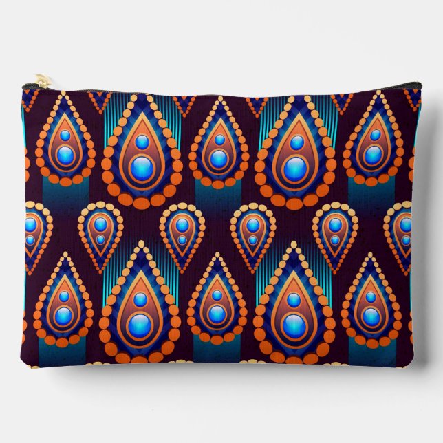 Paisley Like Colorful Jewel Pattern Accessory Pouch (Front)