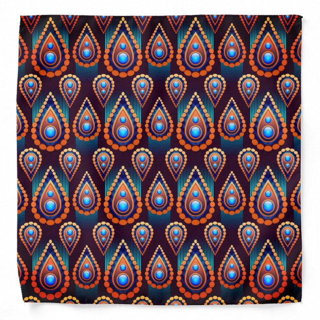 Paisley Like Colorful Jewel Pattern Bandana (Front)