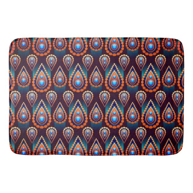 Paisley Like Colorful Jewel Pattern Bath Mat (Front)