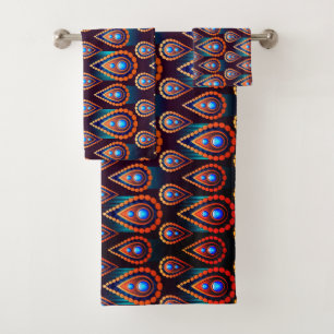 Paisley Like Colorful Jewel Pattern Bath Towel Set