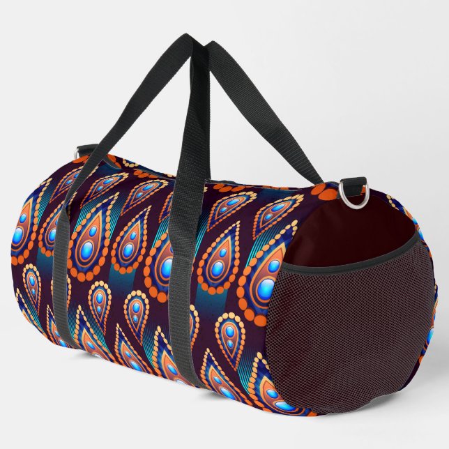 Paisley Like Colorful Jewel Pattern Duffle Bag (Right Corner)