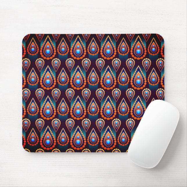 Paisley Like Colorful Jewel Pattern Mouse Pad (With Mouse)