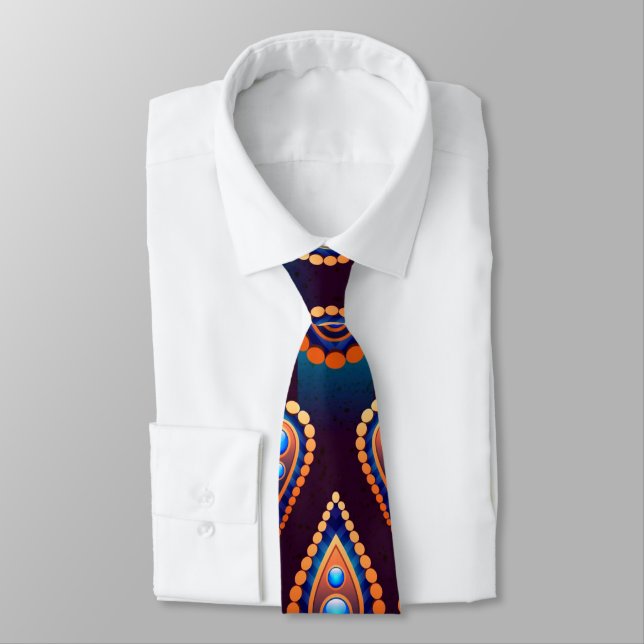 Paisley Like Colorful Jewel Pattern Neck Tie (Tied)