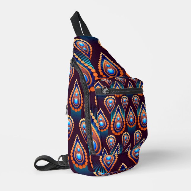Paisley Like Colorful Jewel Pattern Sling Bag (Left Corner)