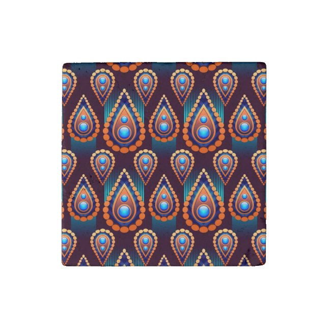 Paisley Like Colorful Jewel Pattern Stone Magnet (Front)
