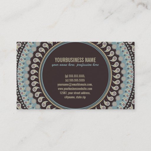 Customizable Paisley Mandala - decorative, spiritual Business Cards