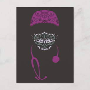 paisley med mask postcard