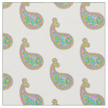 Paisley Mehndi Pattern Pink Green Aqua Yellow Fabric