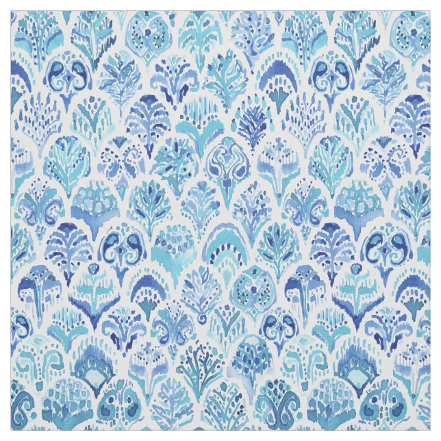 PAISLEY MERMAID Watercolor Scale Pattern Fabric (Swatch)