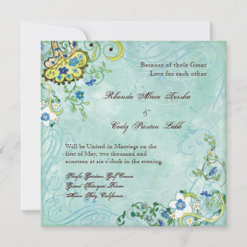 Paisley Modern Floral Flourish Swirl Wedding Custom Invitations