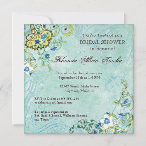 Paisley Modern Floral Flourish Swirl Wedding Personalized Invite