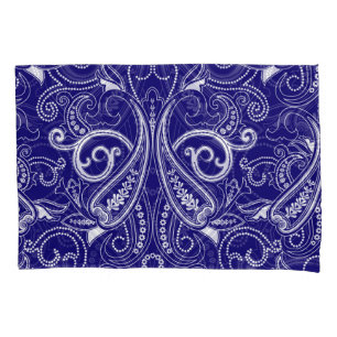 Paisley monochrome: blue, white elegance. pillow case