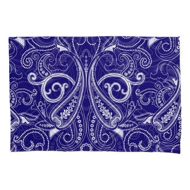 Paisley monochrome: blue, white elegance. pillow case (Front)