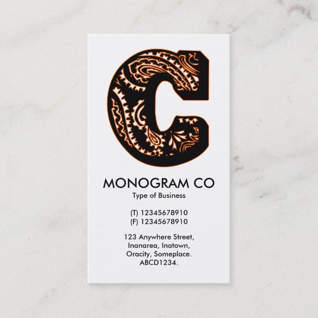 Paisley Monogram - B Business Card (Front)