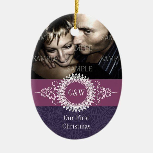 Paisley Monogram First Christmas Ornament (Front)