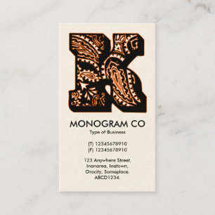 Paisley Monogram - K Business Card