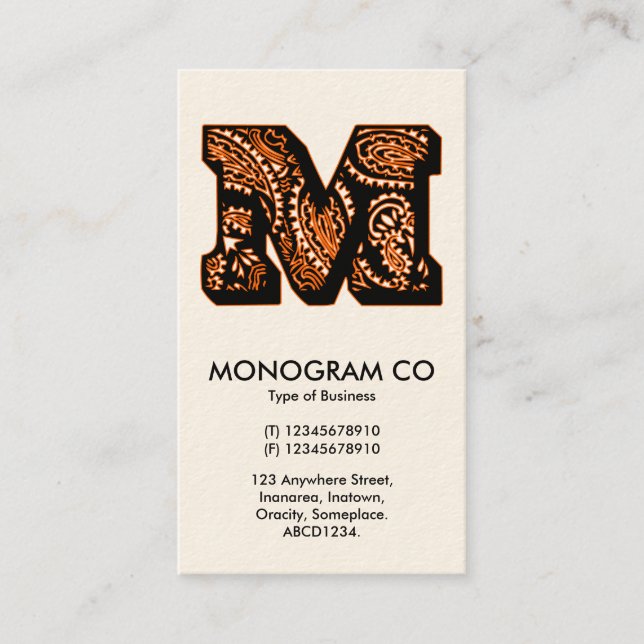 Paisley Monogram - M Business Card (Front)