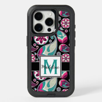 Paisley Monogram  Mobile Iphone 15 Pro Case by CoolestPhoneCases at Zazzle