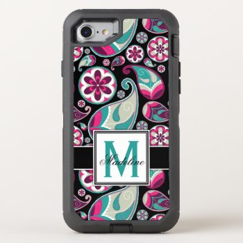 Paisley Monogram  Mobile Otterbox Defender Iphone Se/8/7 Case by CoolestPhoneCases at Zazzle