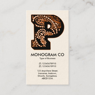 Paisley Monogram - P Business Card