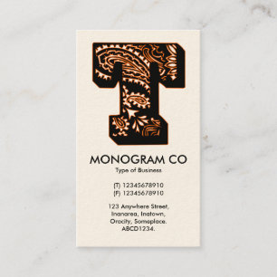 Paisley Monogram - T Business Card