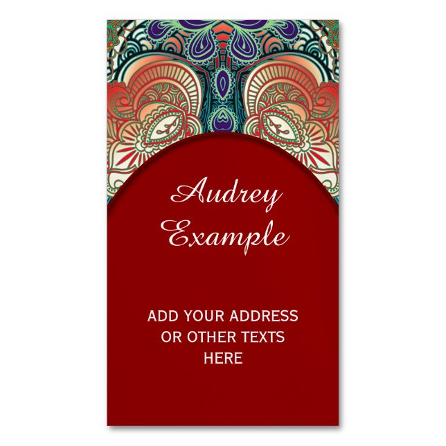 Paisley Mosaic Pattern I + your ideas Business Card Magnet (Front Vertical)