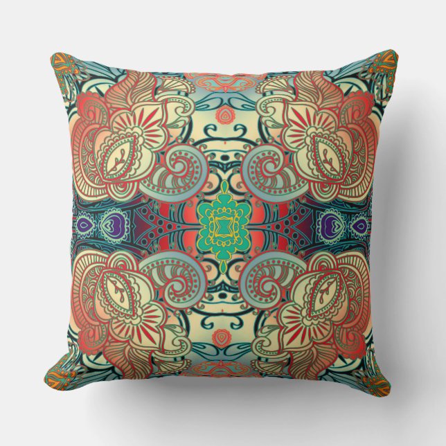 Paisley Mosaic Pattern I + your ideas Throw Pillow (Front)