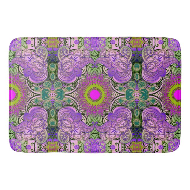 Paisley Mosaic Pattern II + your ideas Bathroom Mat (Front)