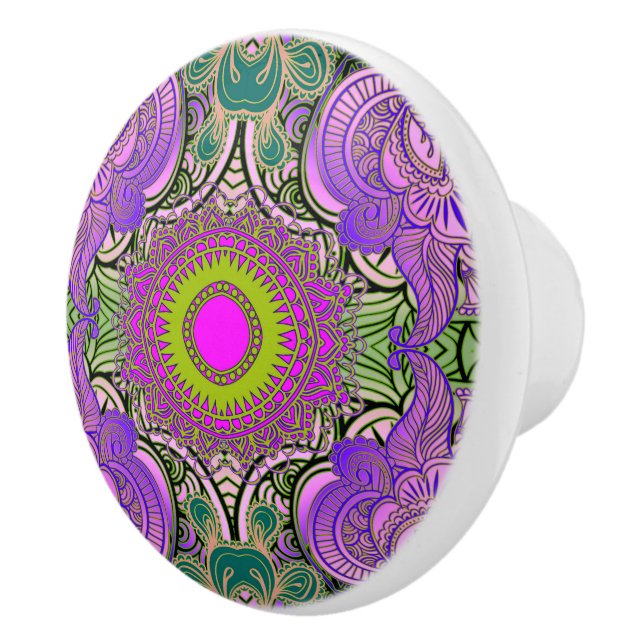 Paisley Mosaic Pattern II + your ideas Ceramic Knob (Right)