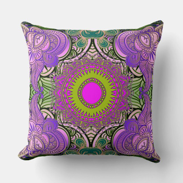 Paisley Mosaic Pattern II + your ideas Throw Pillow (Front)