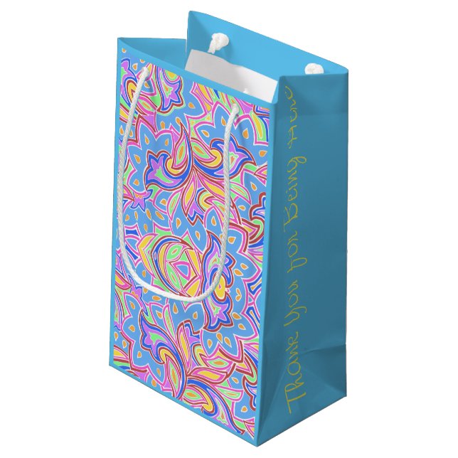 Paisley Multi Personalised Small Gift Bag (Back Angled)