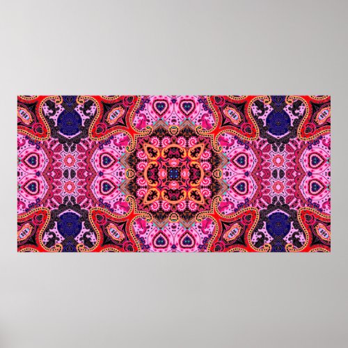 Paisley multicolor seamless scarf design pattern  poster
