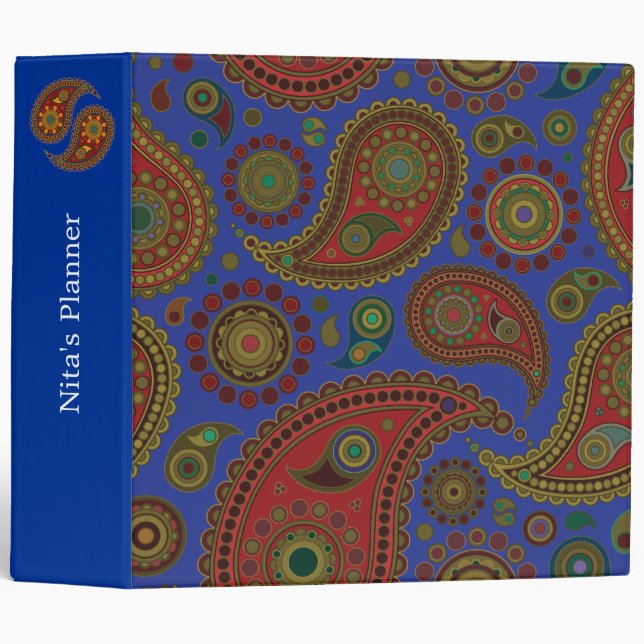 Paisley on Blue Indian Pattern Binder (Front/Spine)