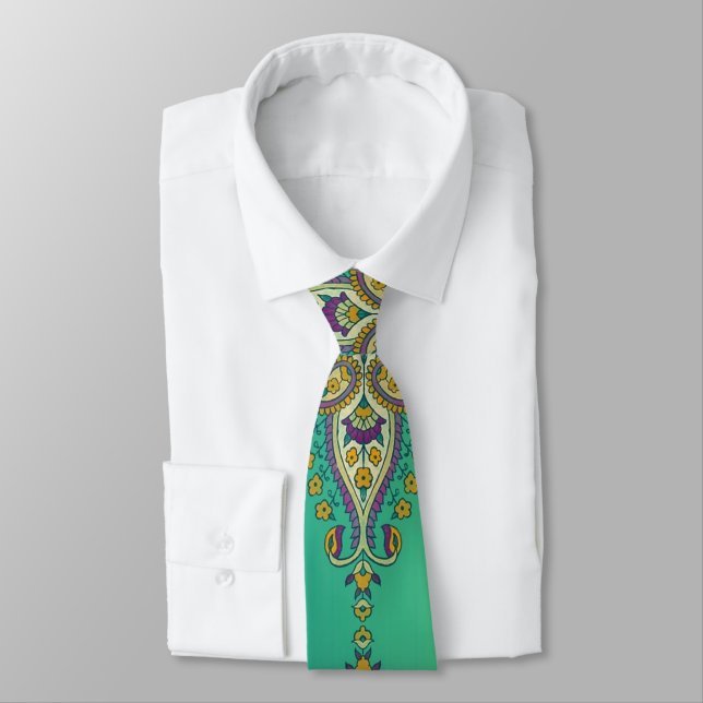 Paisley on Green Neck Tie (Tied)