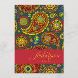 Paisley on Teal Indian Pattern Thank You Card
