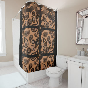Paisley orange black showercurtain shower curtain